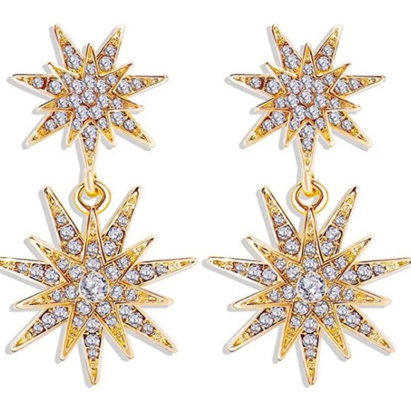 Betsey Johnson Gold Plate Star Dangle Drop Earring - Picture 6 of 9